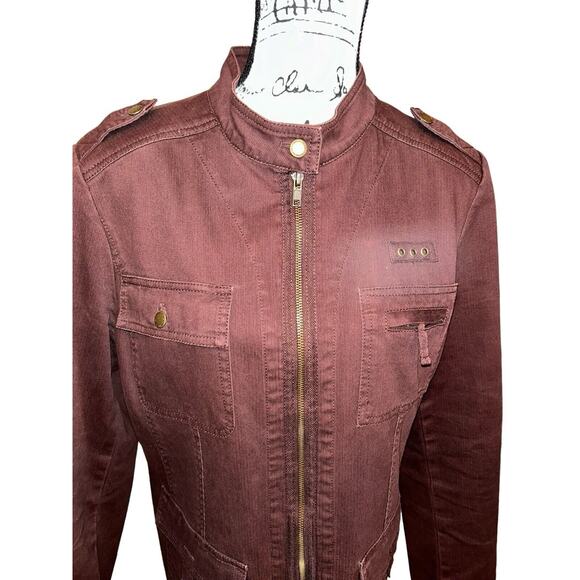 Womens Caribbean‎ Joe Brown Corduroy Jacket Long Sleeve Mandarin Collar Zip Up L - Picture 2 of 8